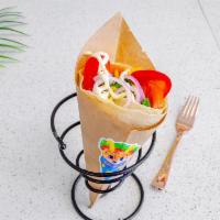 Veggie Crisp Crepe · Spring mix, bell pepper, tomatoes, corn, onion, mixed cheese, and choice of sauce.