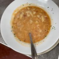 Minestrone Soup · Vegetables and diced pasta.