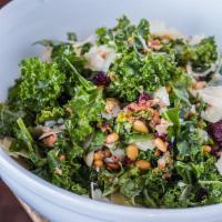 Kale & Quinoa  · With Seasonal Apple, Cucumber, Radish, Cherry Tomatoes, Cranberries, Feta & Candied Pecans