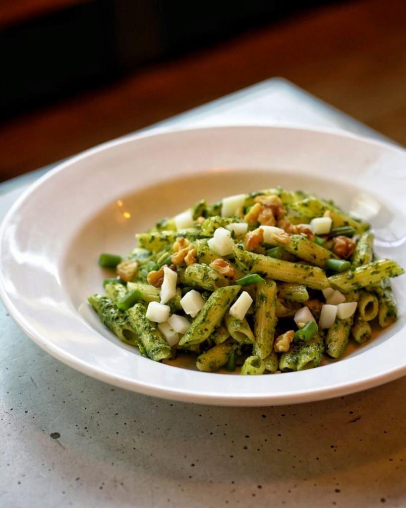 Penne Gluten Free with Pesto · String Beans, Potato, and Walnuts.
FOOD ALLERGY NOTICE!!!
Please be advised that this dish contain pine nut