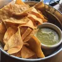 Totopos · corn chips, charred salsa verde (Vegan)