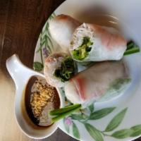 Shrimp Summer Roll (2 pcs) · Shrimp, Rice Noodles, Lettuce, Chives and Mint Leaves