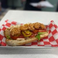 Shrimp Po' boy Sandwich · Crispy Shrimp, lettuce, tomato, Mayo