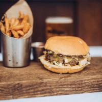 Vegetarian Impossible Burger · Black bean spread, salsa verde, white cheddar cheese and crispy tortillas.