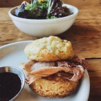 Ham and Jam Biscuit Plate · Fresh baked buttermilk biscuit, Edwards country ham, house made jam.