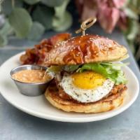 Classic Sandwich · Breakfast sausage, bacon or chicken sausage with a sunny side up egg, choice of cheese and b...