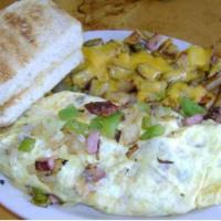 cheese omelet · Your choice of cheese: cheddar, jack, swiss, American, pepper jack, feta. All omelets includ...