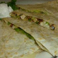 Quesadillas · Quesadilla with your choice of cheese: cheddar, jack, swiss, American, pepper jack, feta.
