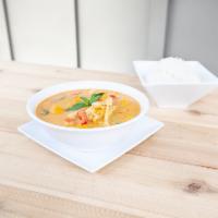 46. Pumpkin Curry · Chunks of fresh pumpkin simmered in red curry, coconut milk, with bell pepper, basil and bam...