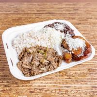 Pabellon Plate Specialty · Shredded beef, rice, black beans, plantains, and cheese. Original food from Venezuela.

