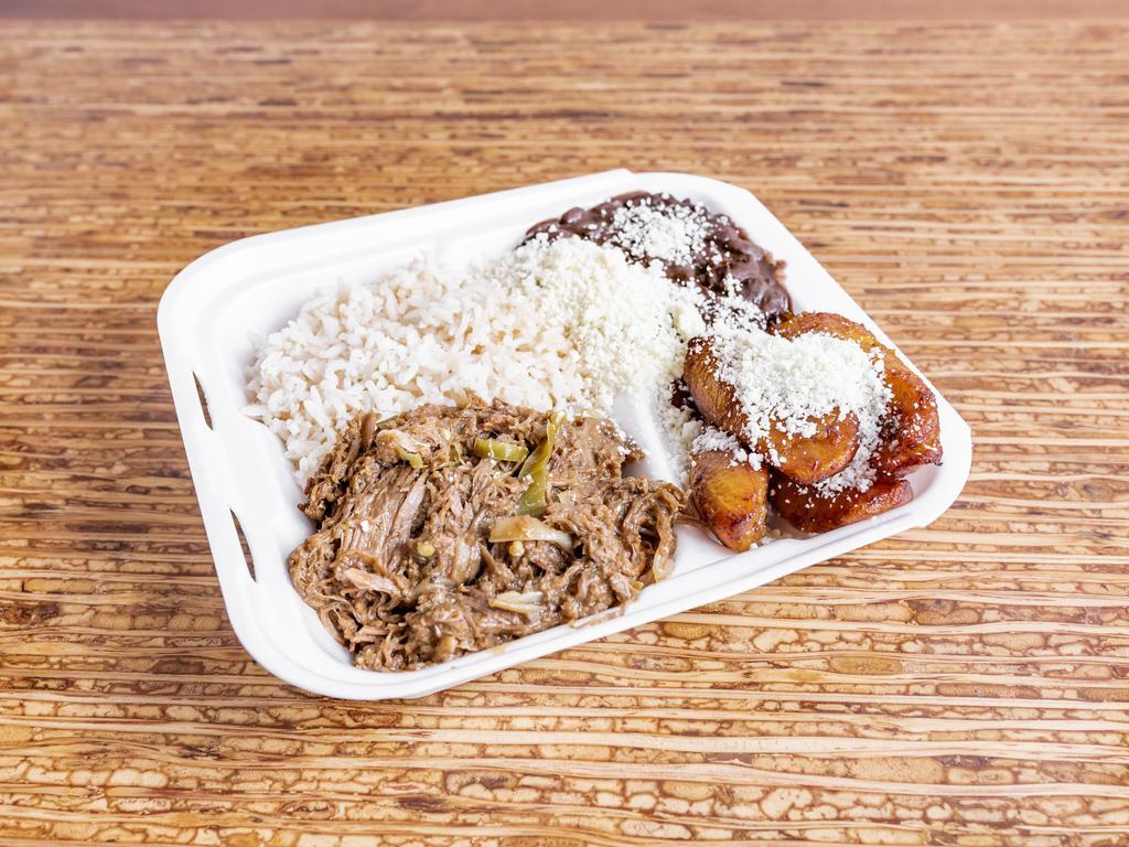 Pabellon Plate Specialty · Shredded beef, rice, black beans, plantains, and cheese. Original food from Venezuela.

