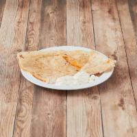 Cheese Quesadilla · Large flour tortilla stuffed with melted Monterey Jack and cheddar cheese. Served with sour ...