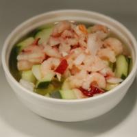 Shrimp, Octopus, and Cucumber Salad · Shrimp, octopus, cucumber, and vinegar sauce.