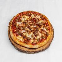 Meat Classic Pizza · Tomato sauce, mozzarella cheese, bacon, pepperoni, ham and Italian sausage.