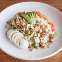 Tavern Cobb Salad · Fresh lettuce, grilled chicken, bacon, tomatoes, Gorgonzola cheese, avocado and hard boiled ...