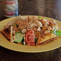 Chopped BBQ Chicken Salad · Lettuce, tomato, cucumber, crispy onions and Texas toast