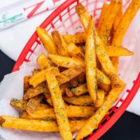 Garlic Fries · Crispy fries with garlic powder, garlic salt, and parsley
