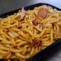 Stir-Fry Spicy Noodles · Wheat noodles stir-fried with cabbage, onion and choice of meat. Spicy.