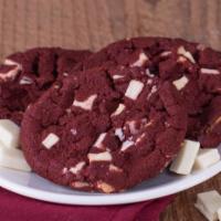 Red Velvet Cookie · Red Velvet cookie with White Chocolate chunks.