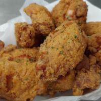 5 Jumbo Wings - Bone-in · 5 pcs Jumbo wings, 1 choice Sauce mixed, Topping & side option 