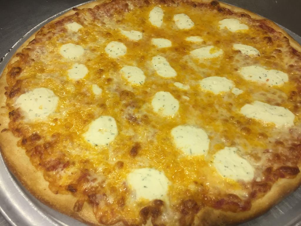 4 Cheese Pizza · Traditional cheese topped with mozzarella, Parmesan, ricotta and cheddar cheese. Baked in a stone oven.