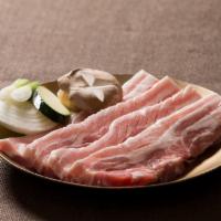Seng Samgyeopsal 생삼겹살 · Thick sliced berkshire pork belly.