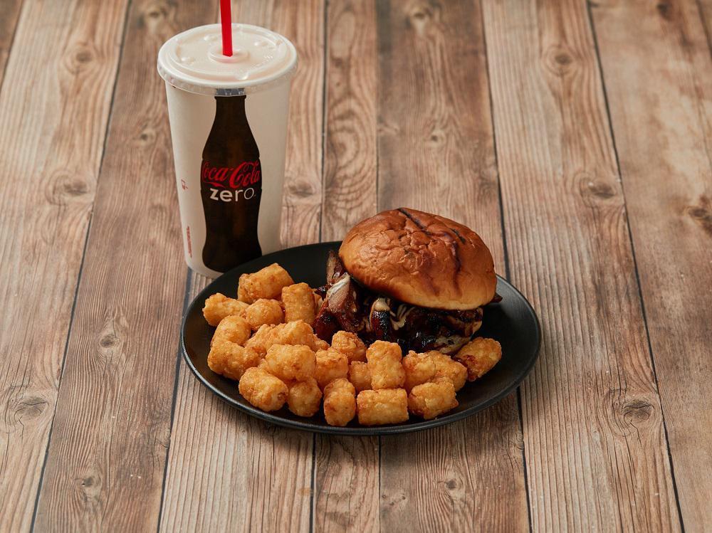 BBQ Chicken Sandwich Combo · Comes with a side of tots.