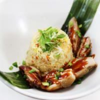 41. Grilled Chicken Thai Style Fried Rice · Thai fried rice with green peas, carrots, green onion, egg serve with grilled chicken.