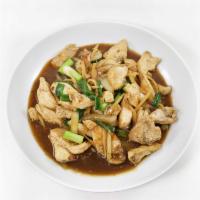 136. Ginger Chicken · Stir-fried chicken with freshly ginger, onion and green onion.