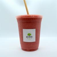 Seasonal Fruit Smoothie · A delicious blend of fresh Seasonal Fruits, Almond Butter, and Orange Juice