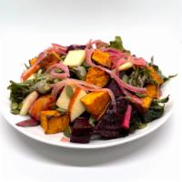 Feel the Beet Bowl · Beets, Apples, Sweet Potatoes, Pepitas, Mixed Greens, and Spiced Quinoa with a Lime Cilantro...