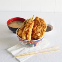 Chicken Tempura Bowl · Chicken breast, 2 shrimps, kakiage(mixed seafood tempura), pumpkin, seaweed, shishito pepper...