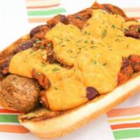 Patch Chili Dog · Our seasonal Patch Chili, loaded with Beyond Meat, smothered over a protein-packed Beyond Br...
