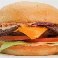 Bac'n Patch Burger · House-seasoned patty with a hickory smoked strip of bac'n. Includes lettuce, tomato, grilled...