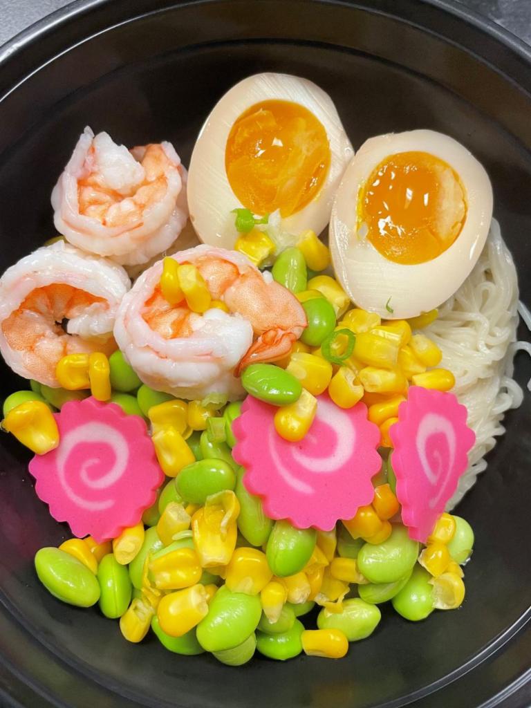 Shrimp Ramen · Served with boiled egg, edamame, fish cake, sweet corn & green onions