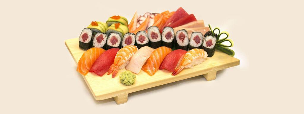 For 2 Combo · 10 pieces sushi and 12 pieces sashimi selected by the chef, you may pick 1 classic roll and 1 special roll.
