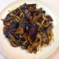 102. Eggplant in Garlic Sauce · Hot and spicy.
