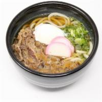 Niku Udon · Sweet tender beef, fish cake, green onions and soft boiled egg.