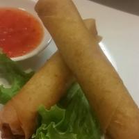 Beluga Egg Roll · Crispy rolls with ground pork, shrimp, carrot, onion, taro and clear noodles served with bel...