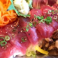 TEKKA DON · Fresh tuna on sushi rice, with Assorted japanese vegetables.