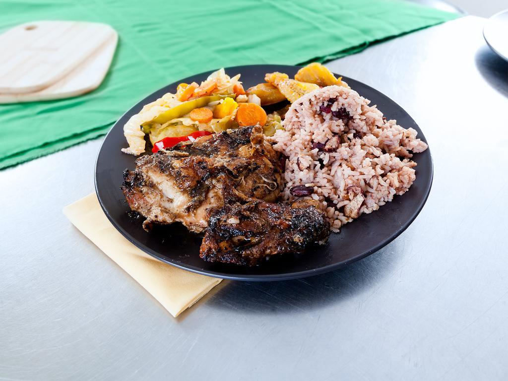 Jerk Chicken · ​Our famous Jamaican grilled chicken. Marinated in Jerk spices for 24 hours before they're thrown on the grill and dipped in secret sauce before they hit your plate.