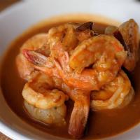 Prawns · Spicy salsa negra, roasted garlic, butter