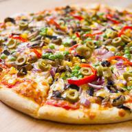Veggie Pizza · Olives, mushrooms, onions, tomatoes, & bell peppers.