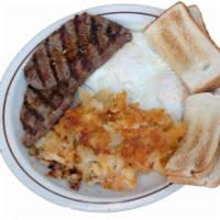 Cattelmans Steak and Eggs · 8 oz. sirloin steak, two eggs, potatoes and toast.