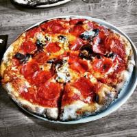 Tasty Pizza · Classic red sauce, pepperoni, sweet sausage, roasted mushrooms, caramelized onions and Napa ...