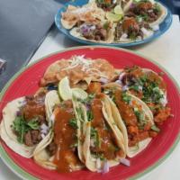  Tacos · Carnitas, alpastor, chicken, steak, or birria