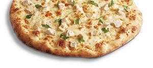 Roasted Garlic Chicken Pizza · Housemade roasted garlic sauce, mozzarella, creamy white sauce, chicken breast, roasted garl...
