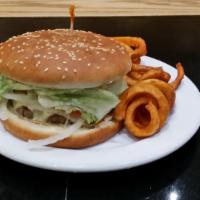 Cheeseburger Deluxe · Lettuce, onions, tomatoes and mayo.