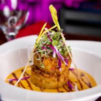 Crab Cake · Centolia Cake with lobster sauce and kabayaki.