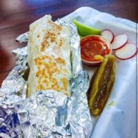 Burrito Regular · Flour Tortilla, Meat, Onions, Cilantro, Rice, Beans, & Salsa
